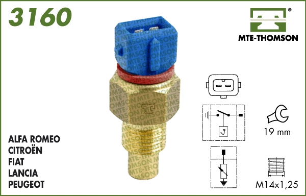 Sonde, température du liquide de refroidissement MTE-THOMSON 3160
