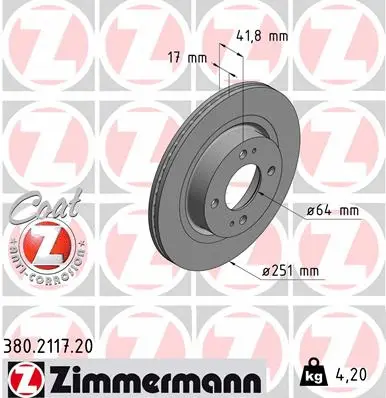 Disque de frein ZIMMERMANN 380.2117.20