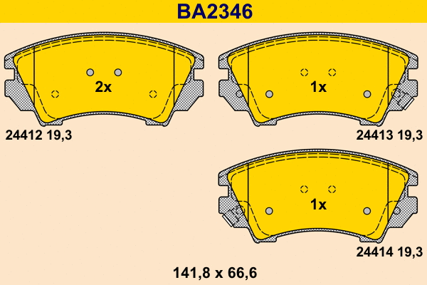 Kit de plaquettes de frein, frein à disque BARUM BA2346