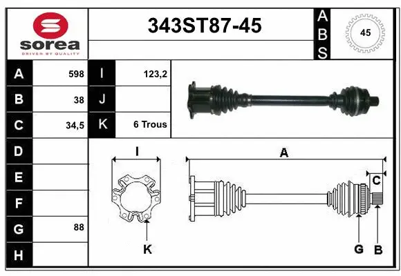 Arbre de transmission STARTCAR 343ST87-45