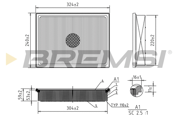 Filtre à air BREMSI FA1130