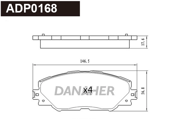 Kit de plaquettes de frein, frein à disque DANAHER ADP0168