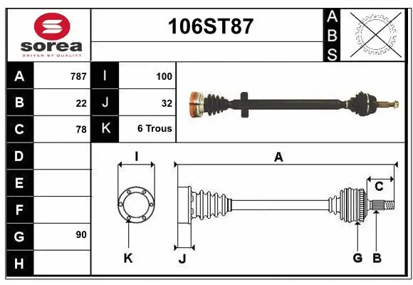 Arbre de transmission STARTCAR 106ST87