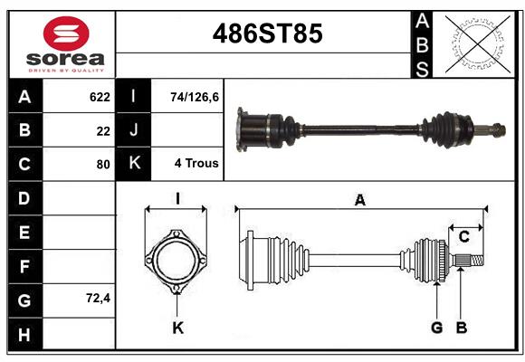 Arbre de transmission STARTCAR 486ST85