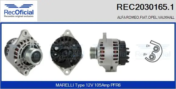 Alternateur RECOFICIAL REC2030165.1