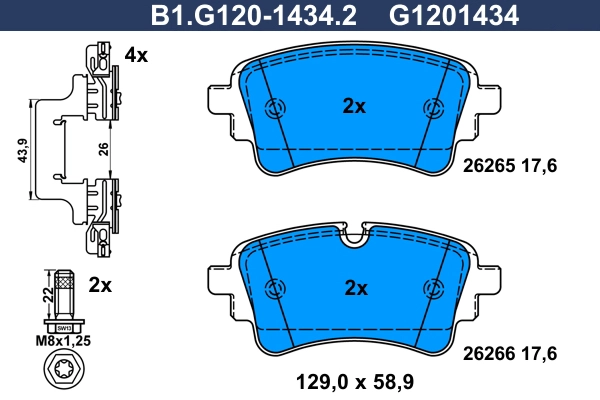 Kit de plaquettes de frein, frein à disque GALFER B1.G120-1434.2