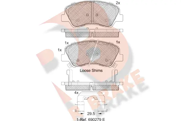 Kit de plaquettes de frein, frein à disque R BRAKE RB2035
