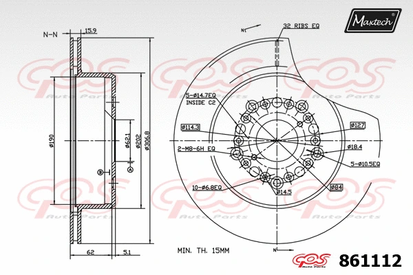 Disque de frein MAXTECH 861112