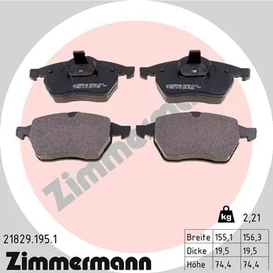 Kit de plaquettes de frein, frein à disque ZIMMERMANN 21829.195.1