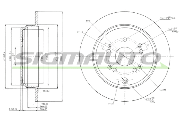 Disque de frein SIGMAUTO DBB860S