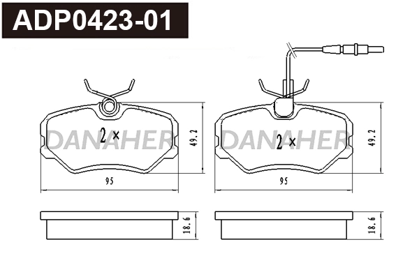 Kit de plaquettes de frein, frein à disque DANAHER ADP0423-01