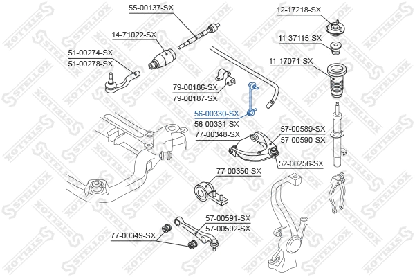 Entretoise/tige, stabilisateur STELLOX 56-00330-SX