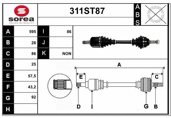 Arbre de transmission STARTCAR 311ST87
