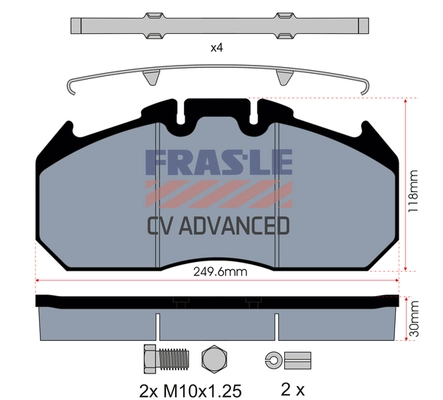 Kit de plaquettes de frein, frein à disque FRAS-LE PD/129-K009-CV
