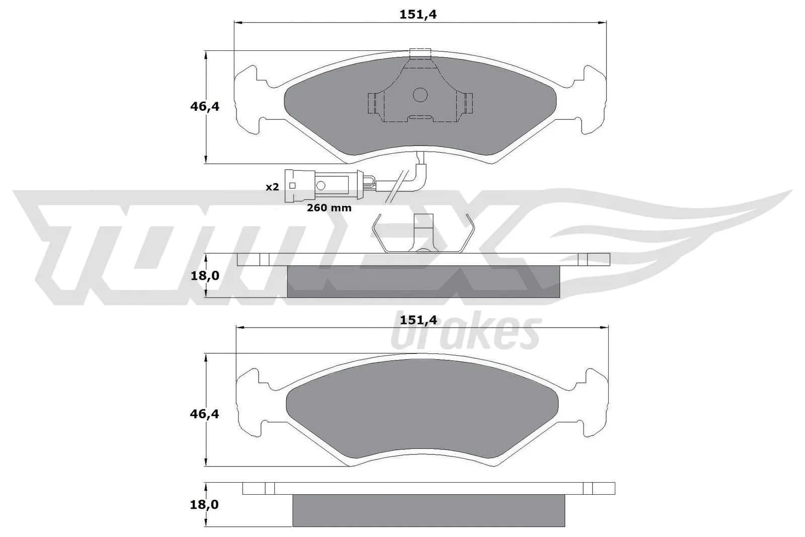 Kit de plaquettes de frein, frein à disque TOMEX Brakes TX 10-282