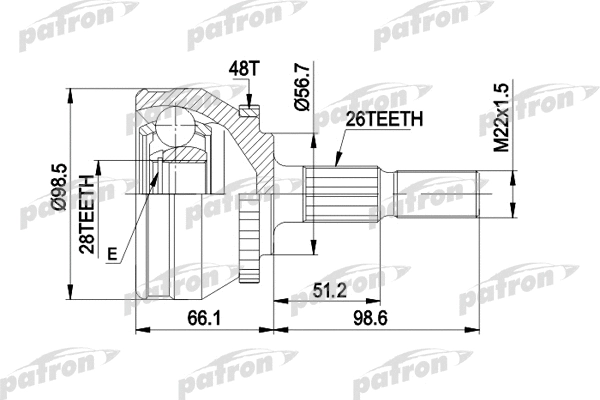 Jeu de joints, arbre de transmission PATRON PCV1368