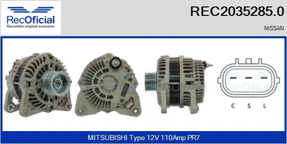 Alternateur RECOFICIAL REC2035285.0