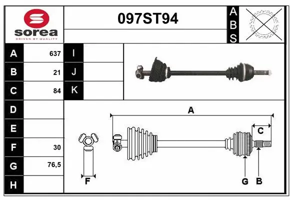 Arbre de transmission STARTCAR 097ST94