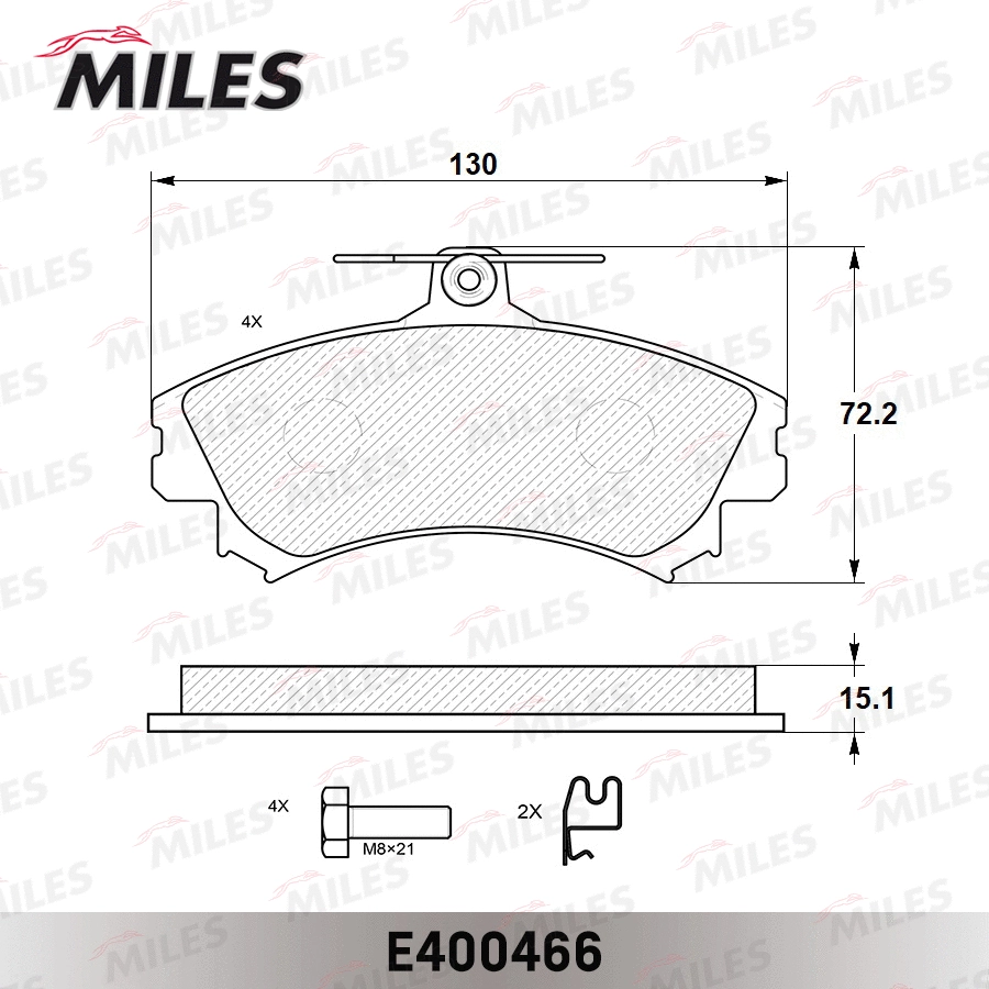 Kit de plaquettes de frein, frein à disque MILES E400466