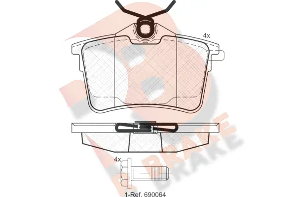Kit de plaquettes de frein, frein à disque R BRAKE RB1895