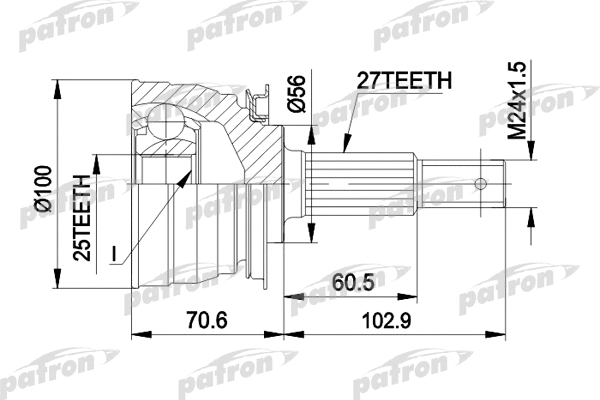 Jeu de joints, arbre de transmission PATRON PCV1249