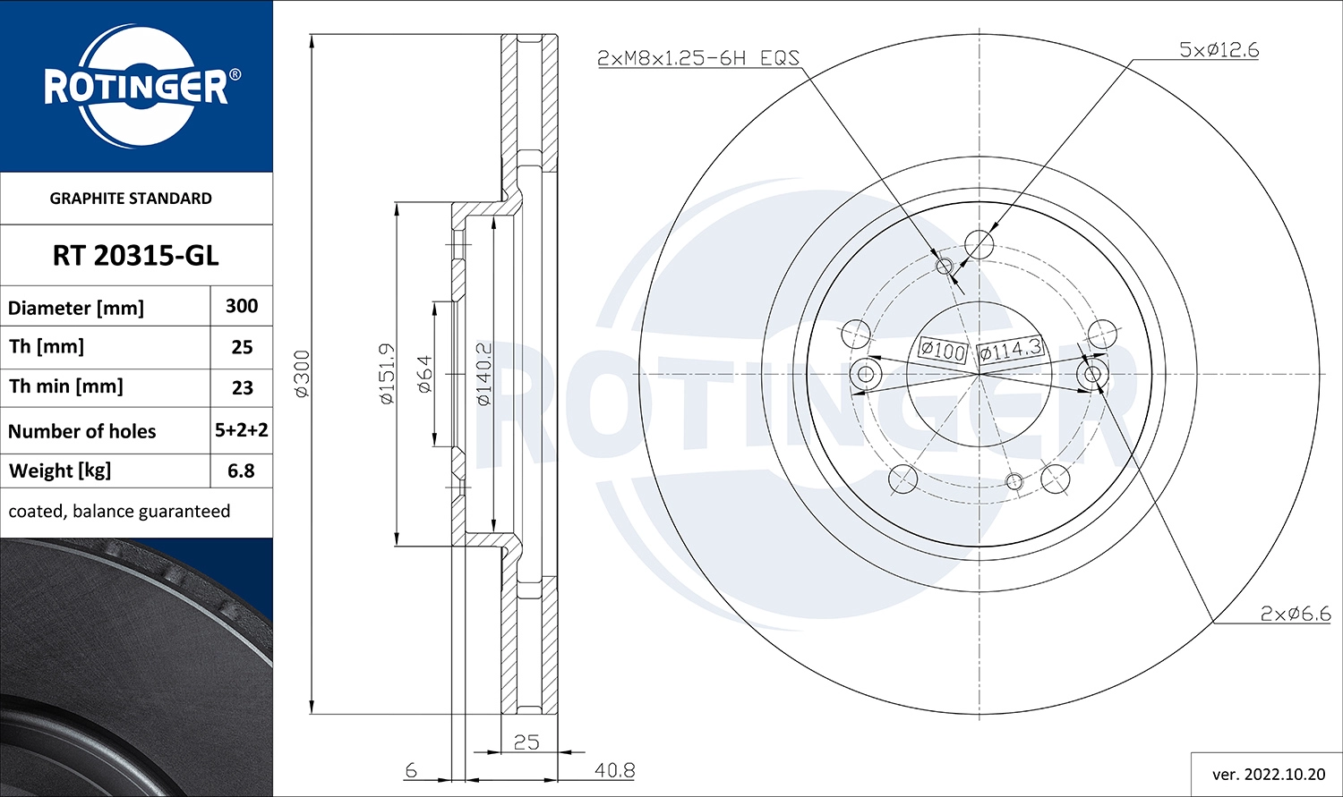Disque de frein ROTINGER RT 20315-GL