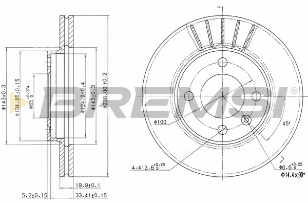 Disque de frein BREMSI CD6175V