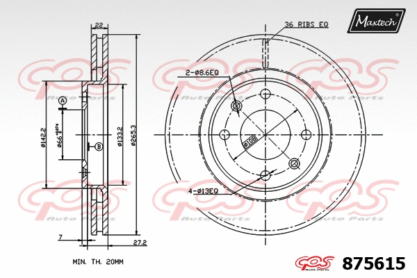 Disque de frein MAXTECH 875615