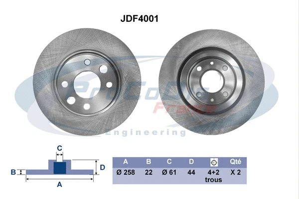 Disque de frein PROCODIS FRANCE JDF4001