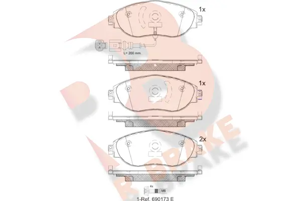 Kit de plaquettes de frein, frein à disque R BRAKE RB2018-087