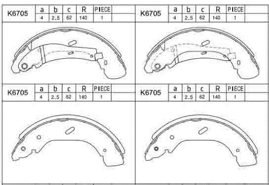 Jeu de mâchoires de frein ASIMCO K6705