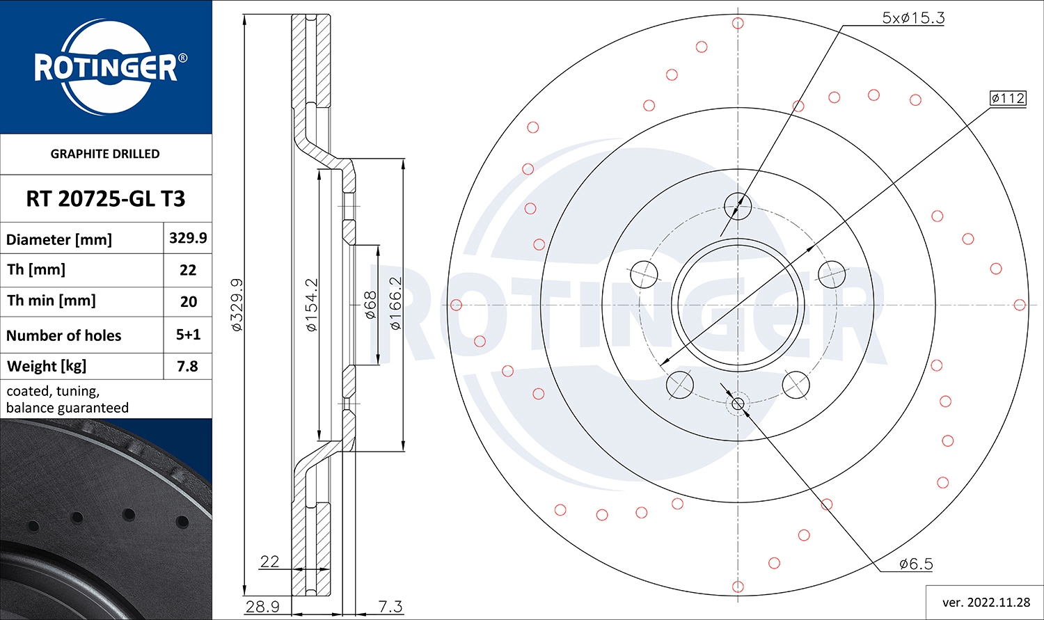 Disque de frein ROTINGER RT 20725-GL T3