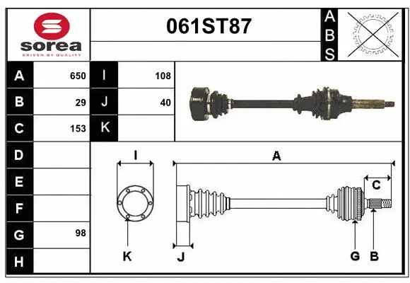 Arbre de transmission STARTCAR 061ST87