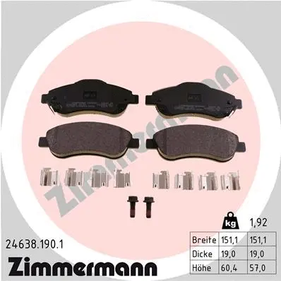 Kit de plaquettes de frein, frein à disque ZIMMERMANN 24638.190.1