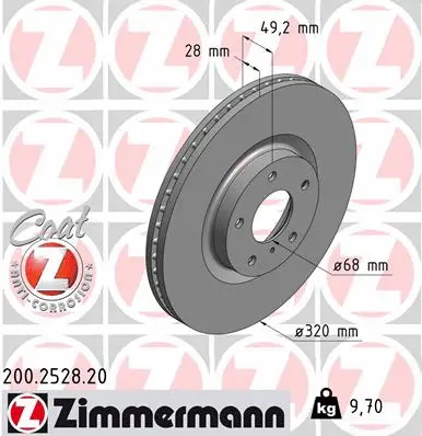 Disque de frein ZIMMERMANN 200.2528.20