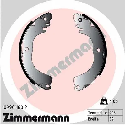 Jeu de mâchoires de frein ZIMMERMANN 10990.160.2