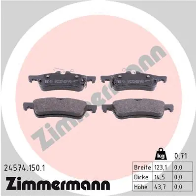 Kit de plaquettes de frein, frein à disque ZIMMERMANN 24574.150.1