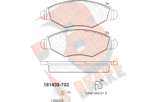 Kit de plaquettes de frein, frein à disque R BRAKE RB1439-702