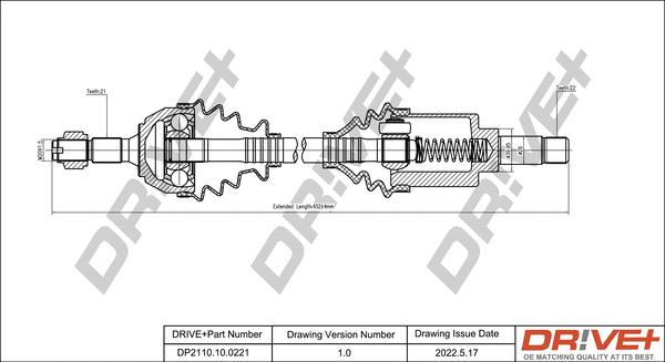 Arbre de transmission Dr!ve+ DP2110.10.0221