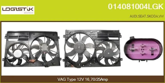 Moteur électrique, ventilateur pour radiateurs LGK 014081004LGK
