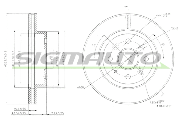 Disque de frein SIGMAUTO DBB542V