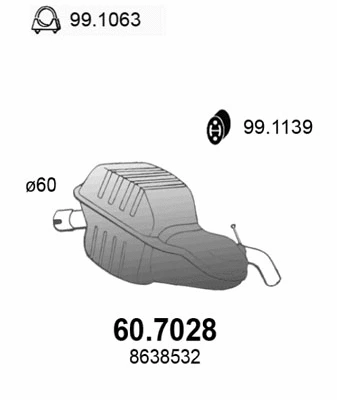 Silencieux arrière ASSO 60.7028