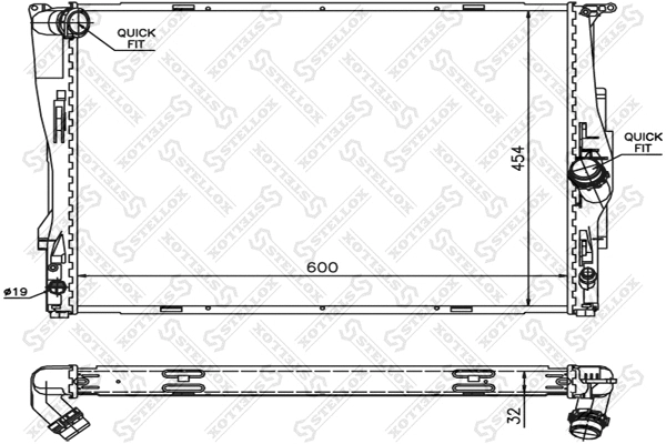 Radiateur, refroidissement du moteur STELLOX 10-25581-SX