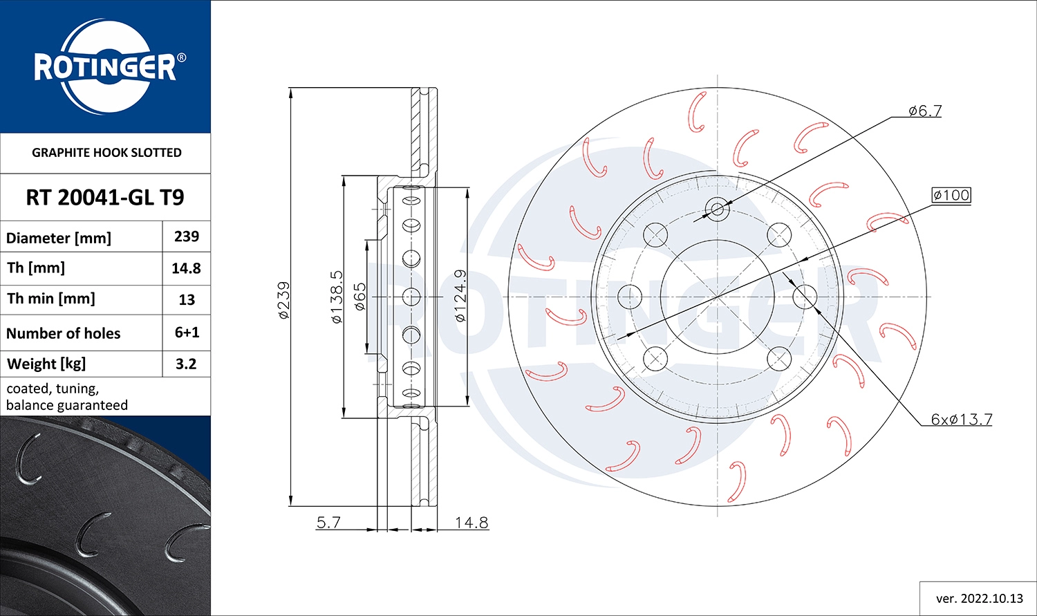 Disque de frein ROTINGER RT 20041-GL T9