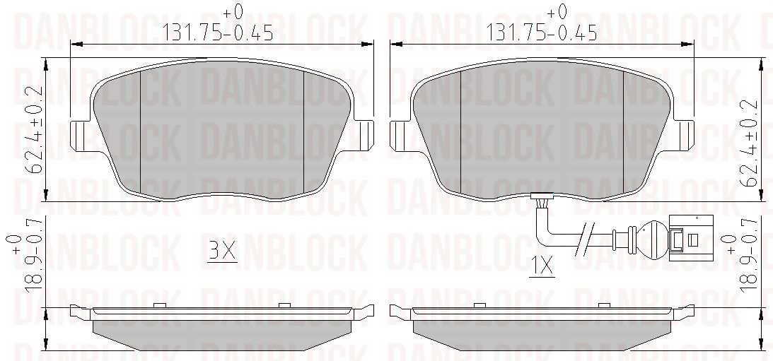 Kit de plaquettes de frein, frein à disque DANBLOCK DB 510234