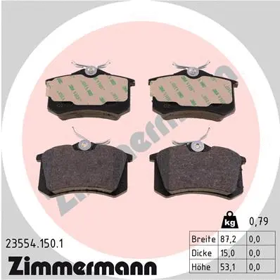 Kit de plaquettes de frein, frein à disque ZIMMERMANN 23554.150.1