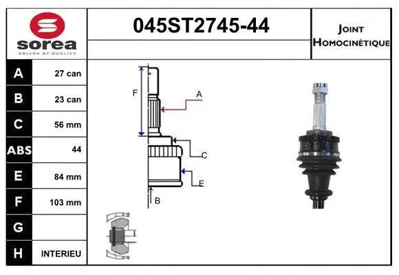 Jeu de joints, arbre de transmission STARTCAR 045ST2745-44