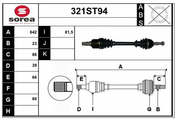 Arbre de transmission STARTCAR 321ST94