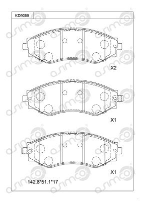 Kit de plaquettes de frein, frein à disque ASIMCO KD9055