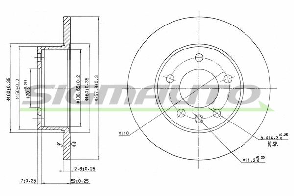 Disque de frein SIGMAUTO DBA131S